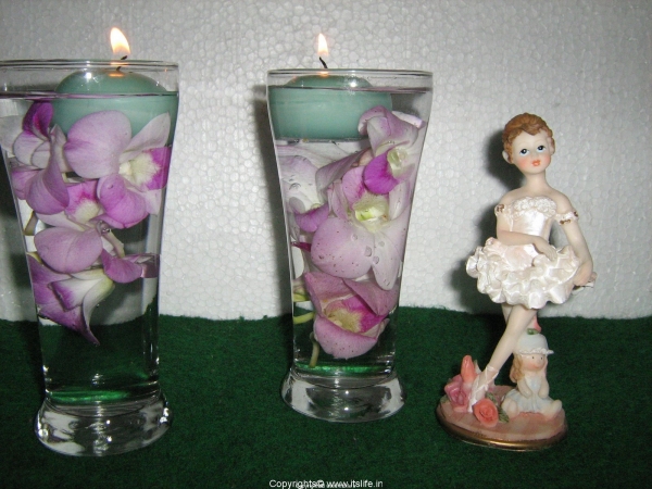 Flowers in Glass Candles with Doll