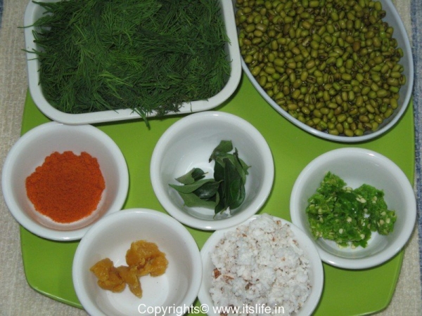 Hesarukalu Sabsige Palya - Green Gram Dill Side Dish