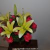 Flower arrangement - Yellow Lily with Carnation bouquet